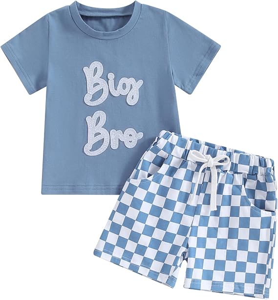 Bonangber Toddler Baby Boy Summer Clothes Letter Short Sleeve T Shirt/Romper Casual Shorts Set Brother Matching Outfits