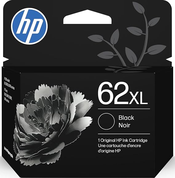 HP 62XL Black High-Yield Ink Cartridges | Works with Envy 5540, 5640, 5660, 7640, OfficeJet 5740, 8040, Mobile 200, 250 | C2P05AN | Packaging May Vary