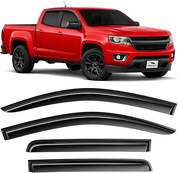 Voron Glass Tape-on Extra Durable Rain Guards for Chevrolet (Chevy) Colorado/GMC Canyon 2015-2022 Crew Cab, Vent Window Visors, Window Deflectors, 4 Pieces - 100288