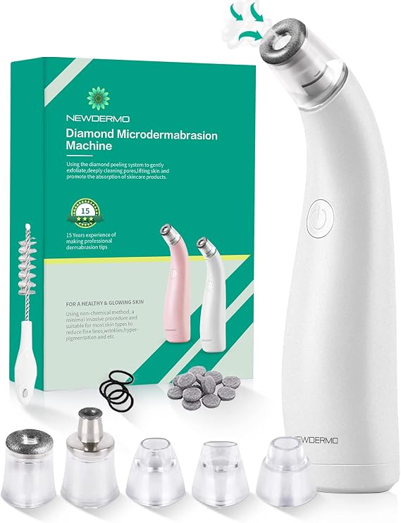 NEWDERMO 2-in-1 Microdermabrasion Machine for Facial (White)