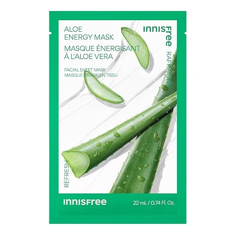 innisfree Energy Mask, Korean Sheet Mask with Hydrating Serum for Soothing, Brightening, and Glowing Skin Care Routine