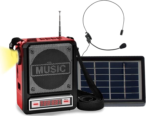 Technical Pro WASPSOLAR100 Wireless Amplifier Speaker, Solar, Red