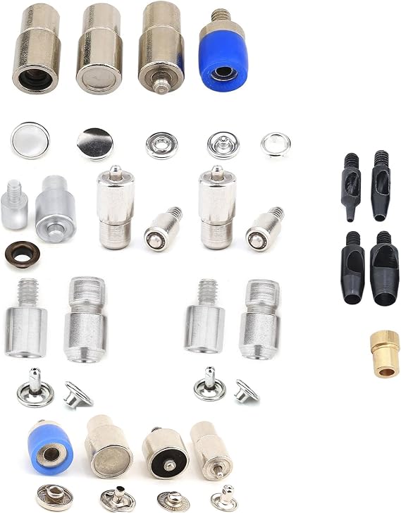 Hand Press Machine Set and Essential Dies for Snap Buttons, Grommet Eyelets, Rivets, Popper Fasteners Setting and Hole Punchers (Mix Color Just Die Set)