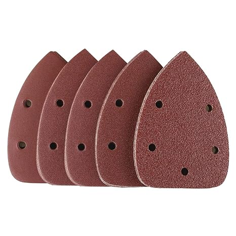 50 pcs Mouse Detail Sander Sandpaper,Sanding Paper Hook and Loop Sander Sheets Assorted 40/60/80/120/240, 5 Holes, Ideal for Sanding Rust Removal