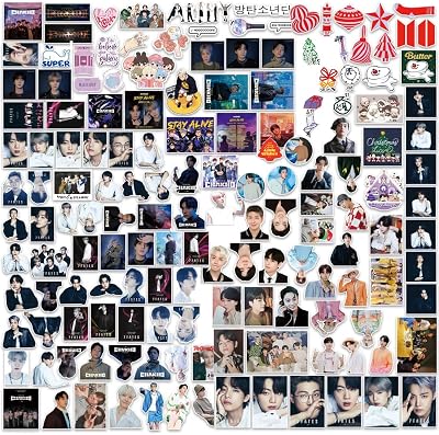 Kpop Bangtan Boys Stickers 200pcs Vinyl Waterproof Album Photo Sticker Pack for Laptop Water Bottles Phone case Charger Luggage Stickers for BTS Army Gift