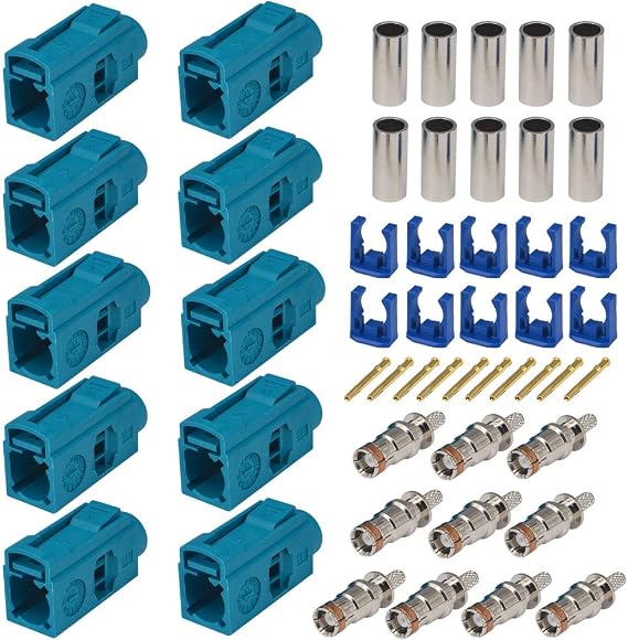 onelinkmore FAKRA Z Female Connector Repair Kit, Water Blue, 10 Pack