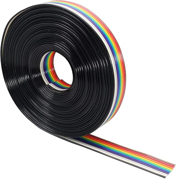 Piutouyar Rainbow Color IDC Ribbon Cable, 10 Wire (16ft/5meters)