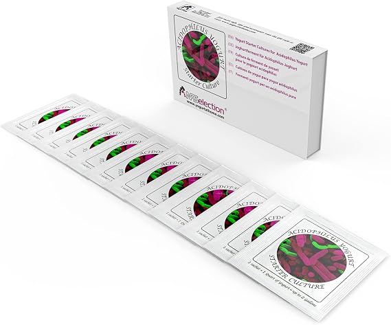 Acidophilus Yogurt Starter - Pack of 12 Freeze-Dried Sachets for Authentic Plain Acidophilus Yogurt(12 sachets)