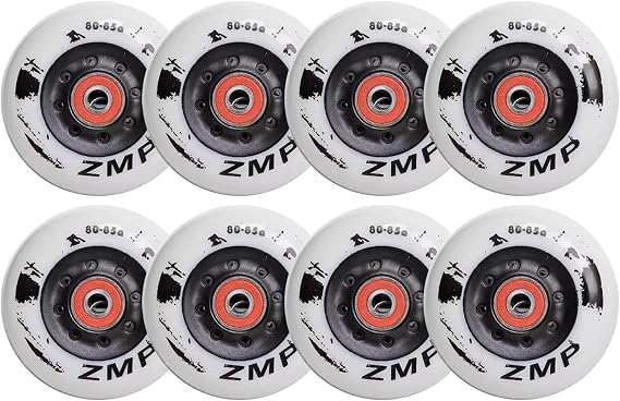 Inline Skate Wheels, 72mm/76mm/80mm, 85A Hardness, with Bearings for Roller Blade Wheel Replacement, with Bearings 8 Pack (76MM)
