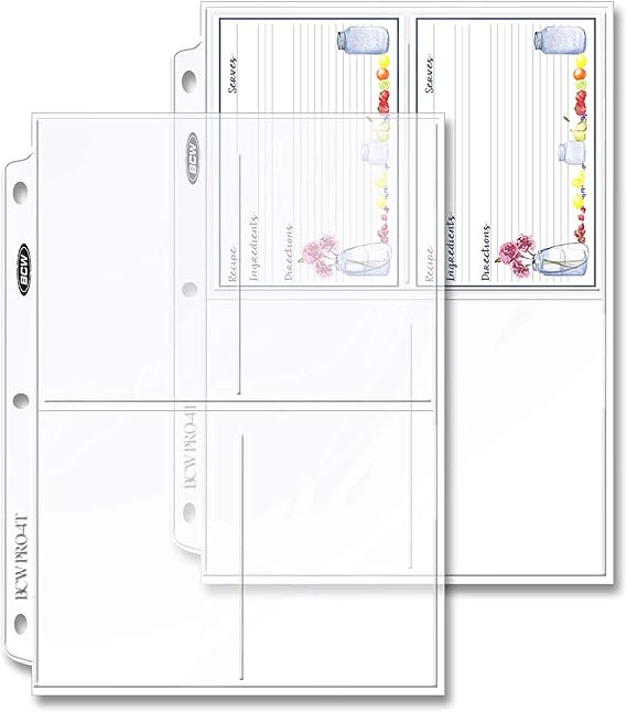 BCW 4-Pocket Photo Page - 25ct | Photos Sleeves, Cards | Acid-Free, PVC-Free | Archival Quality, Photo Album Pages Protector for 3 Ring Binder | High Clarity Polypropylene