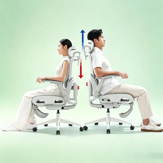 SIHOO B300-PRO Office Chair, Desk Chair, 6D Armrest Linked to Reclining, Multi-Directional Lumbar Support Up, Backward, Backward, 5 Levels of Elevation Adjustment, Independent Ottoman, Breathable