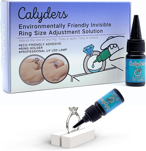 Ring Sizers for Loose Rings Ring Size Adjuster Fit Any Rings Guards Ring Spacer for Loose Rings Women Invisible Traceless Glue Ring Resizer with Ring Fixators & UV LED Lamp