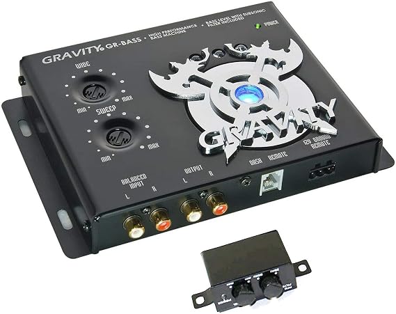 Genuine New Gravity GR-BASS Car Audio Digital Bass Processor, Bass Maximizer & Sound Restoration w/ Bass Knob Lighted bass restoration display - Output level: 13.5v