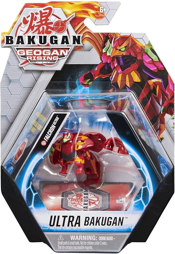 Bakugan Ultra, 3-inch Tall Geogan Rising Collectible Action Figure and Trading Card (Pyrus Falcron)
