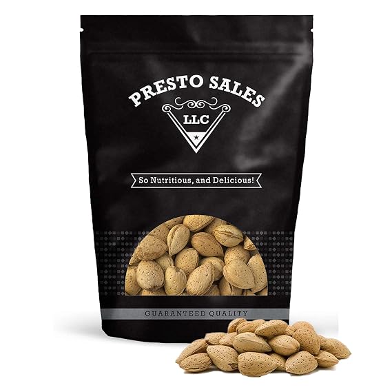 Almonds,#34;Fresh off the tree" In shell Raw, Perfectly Natural, Quality, Ideal snack for Adults and Kids, packaged in a 1.5 lbs. (24 oz.) resealable pouch bag for freshness by Presto Sales LLC