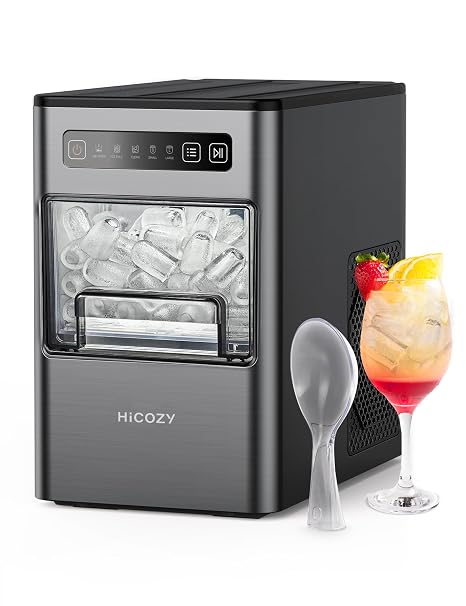 HiCOZY Ice Maker Countertop,Ice in 6 Mins, 24 lbs/Day, Portable & Compact Gift with Self-Cleaning,for Apartment/Under Cabinet/Kitchen/Office/Camping/RV/Home Bar(Black Gray)