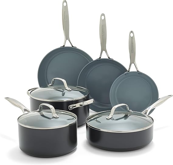GreenPan Valencia Pro 9 Piece Cookware Set Ceramic Nonstick Pots & Pans