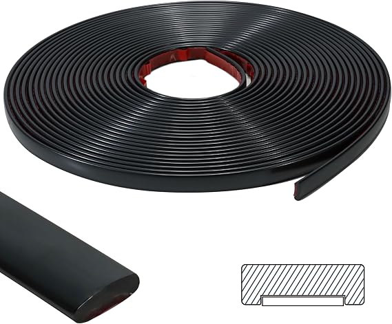 9.8Ft Peel and Stick Molding Trim, Self Adhesive Flexible Wall Trim for Edges, Borders, Windows, Backsplash & Baseboard, Waterproof Decorative PVC Strip Matte Black (W:0.4", T:0.1")