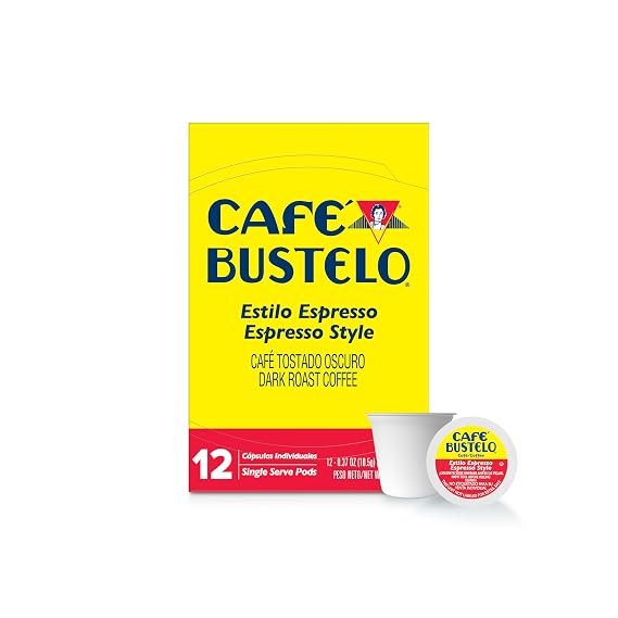 Cafe Bustelo Espresso Style Dark Roast, Single Serve Coffee Pods, 12 Count (Pack of 1)