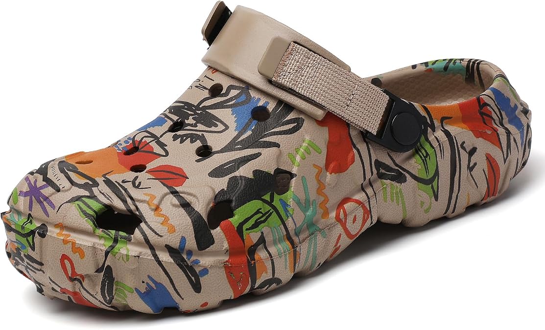 Graffiti Clogs for Men Women: Athletic Slippers - Waterproof Beach Sandals - Fashions House Shoes with Non-Slip Rubber Sole