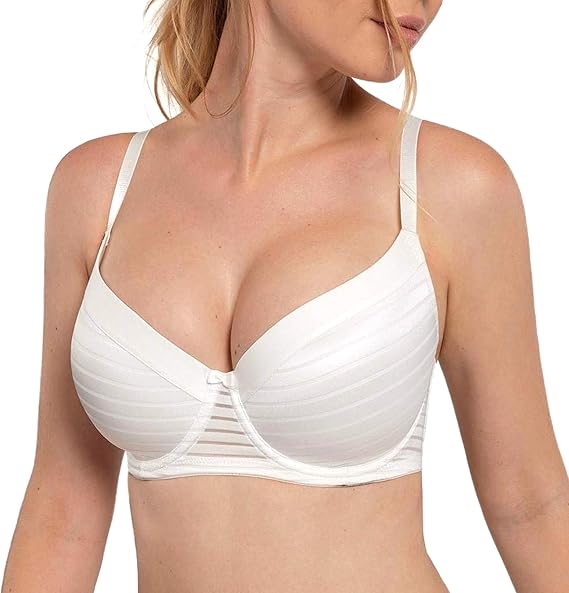 DORINA Carmen Light Padded Everyday Bra Supportive Underwire Balcony Balconette 3/4 Cup Demi T-Shirt Bra for Curves Women(32D-44D) D17143 Ivory -38G
