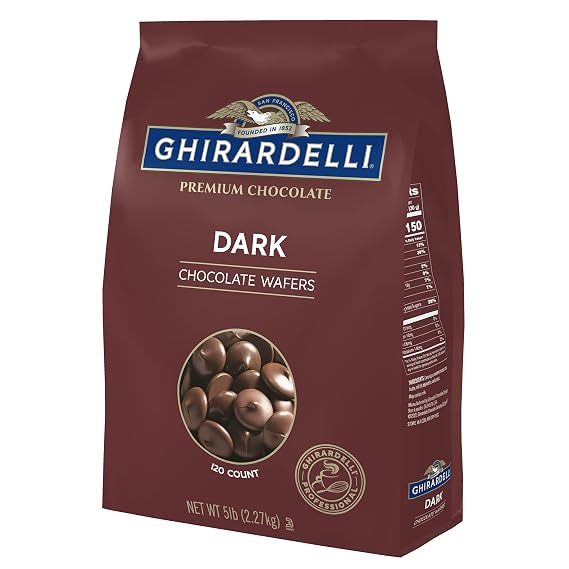 Ghirardelli Chocolate Company Dark Chocolate Wafers, 5lb. Bag (Pack of 1) | Premium Dark Chocolate Wafers for Baking, Melting, Dipping & Dessert Decorating