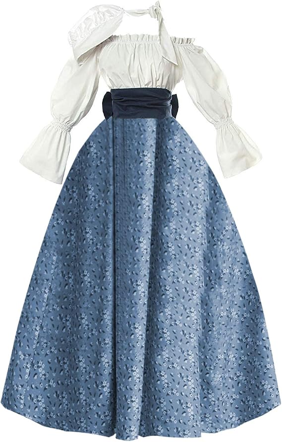 ABaoWedding Women's Victorian Pioneer Costume Dress Civil War Prairie Colonial Floral Dress