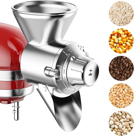 GVODE Grain Mill Attachment for KitchenAid Stand Mixer, Flour Mill