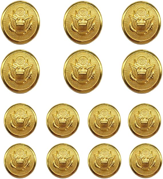 YaHoGa 14pcs Gold Blazer Buttons for Suits Blazers Coats 20mm & 15mm JS110 | Metal Shank Buttons Set for Blazers, Suits, Coats, Uniform, Jackets, Clothes, Crafts