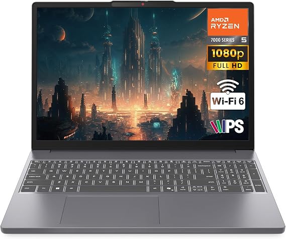 Lenovo Gaming Laptop, AMD 6-core Ryzen 5 7535HS, 8GB DDR5 RAM, 256GB PCIe SSD, Radeon 660M Graphics, 15" FHD IPS Display, Copilot AI Assistant PC, BT 5.3, Wi-Fi 6, Moonlight Grey Windows 11 Home
