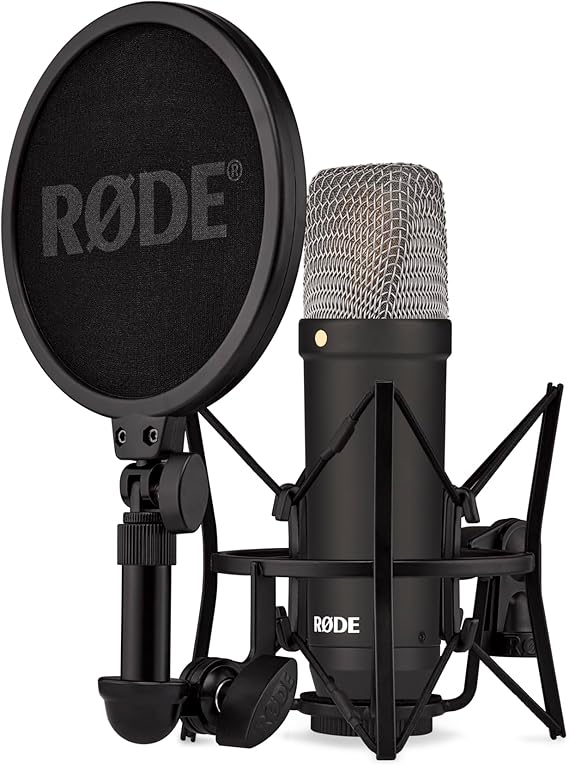 RODE NT1 Signature Series Large-Diaphragm Condenser Mikrofon (Siyah) | Müzik Prodüksiyonu, Vokal Kaydı, Akış ve Podcasting için Shock Mount, Pop Filtresi ve XLR Kablosu (Siyah)