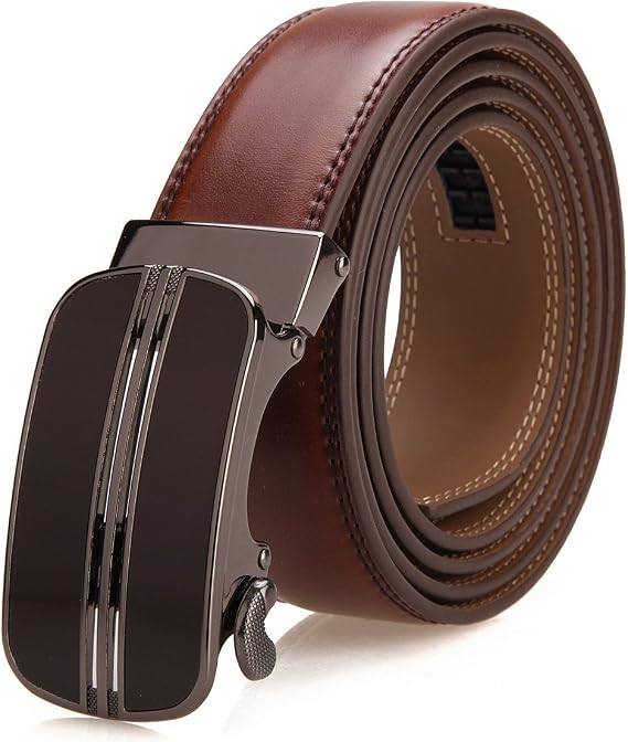 Men's Belt, Slide Ratchet Belt for Men with Leather 1 3/8 width 35mm,Trim to Fit