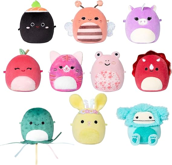Squishmallows Original Micromallows Plush 10-Pack - 2.5-Inch Plush Includes favourites Lili the Bee, Connor the Cow, Brody the Dinosaur, Plath the Love Bird, and Lasla the Octopus