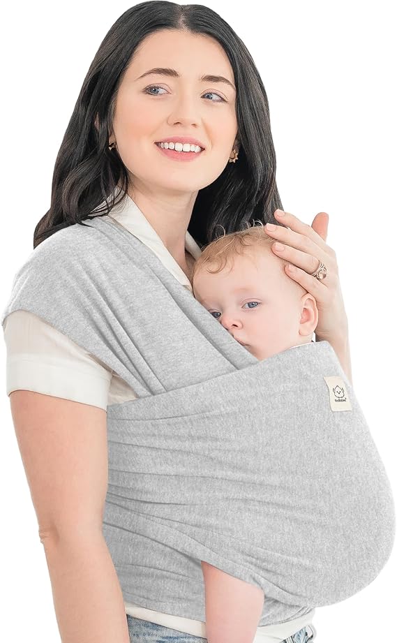 KeaBabies Baby Wrap Carrier - All in 1 Original Breathable Baby Sling, Lightweight,Hands Free Baby Carrier Sling, Baby Carrier Wrap, Baby Carriers for Newborn, Infant Baby Wraps CarrierLight Heather
