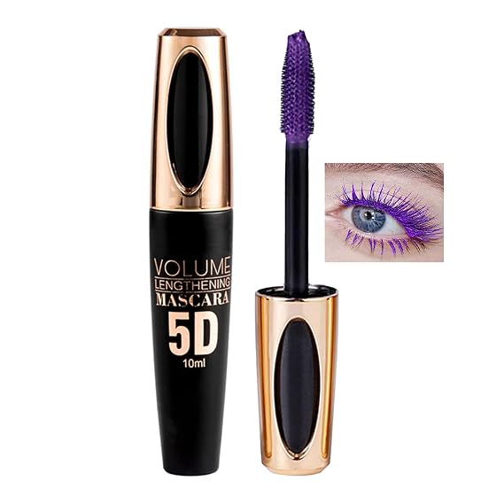Purple Mascara for Eyelashes, Colorful Waterproof Long Lasting Eye Lash, 5D Silk Fiber Lash Smudgeproof, Lengthening, Defining, Curling, Volumizing Color Mascara Halloween Party Stage Use, #05