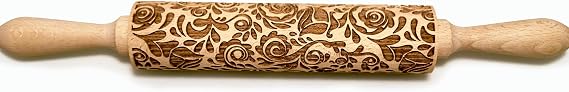 Engraved Rolling pin with Wild Garden Pattern