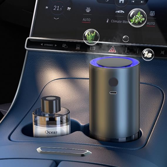 Smart Car Air Freshener, Car Air Freshener Diffuser with 100ml Perfume, Auto On/Off Intelligent, Rechargeable Aroma Diffuser,Auto Two Spray Modes, Cologne Scent, Light Fragrance Type (Ocean)