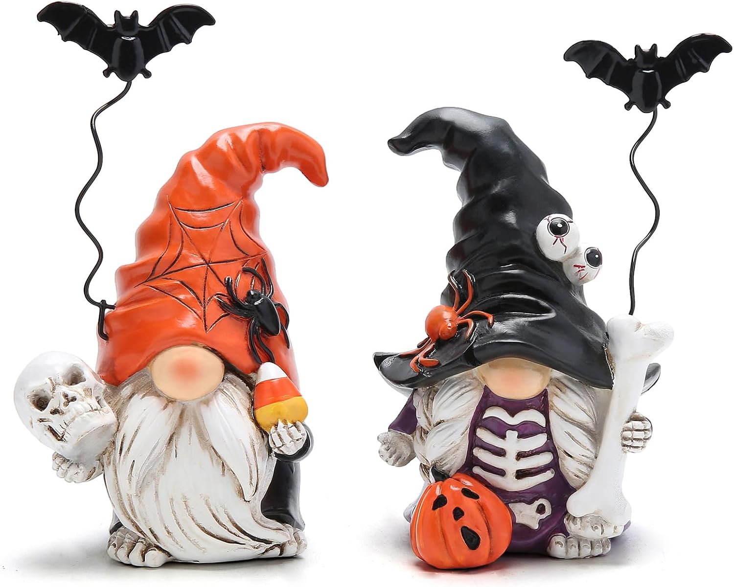 Hodao Halloween Gnome Duo Set Exquisite Fall Swedish Elf Dwarf Figurines-Table Gnome Decorations for Indoor Home Decor-Perfect Addition to Your Halloween Decor 2PCS
