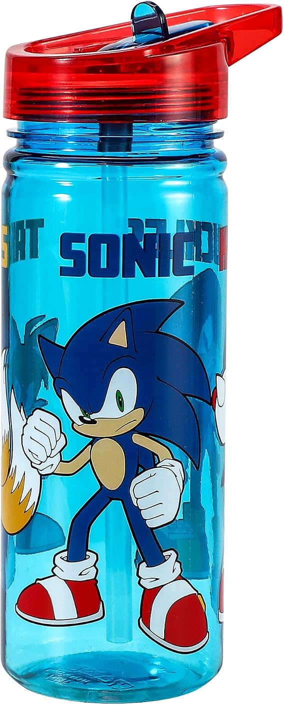 Sonic the Hedgehog 580ml Kids Water Bottles with Straw - Drinks Bottle