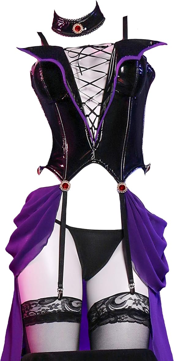 miccostumes Women Adult Costume Anime Cosplay Lingerie Set Corset and Thong with Choker and Thigh Socks