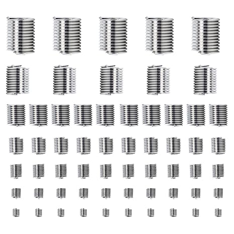 60Pcs Wire Thread Inserts, Coiled Helicoil Wire Inner Thread Inserts M3-M12 | Helical coiled thread sleeve, Stainless steel insert for metal part, Damaged fastener fix tool, Industrial hardware supply