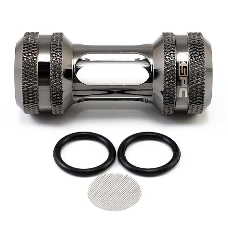 XSPC G1/4" Inline Filter, Black Chrome
