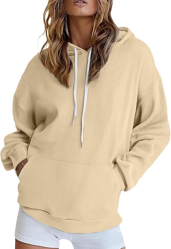Corduroy Womens Oversized Hoodies Casual Cute Sweatshirts 2025 Pullover Y2K Tops Fall Outfits Winter Hooded