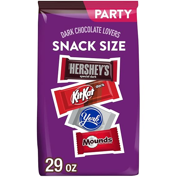 Hershey Assorted Dark Chocolate Flavored Snack Size, Candy Party Pack, 29 oz