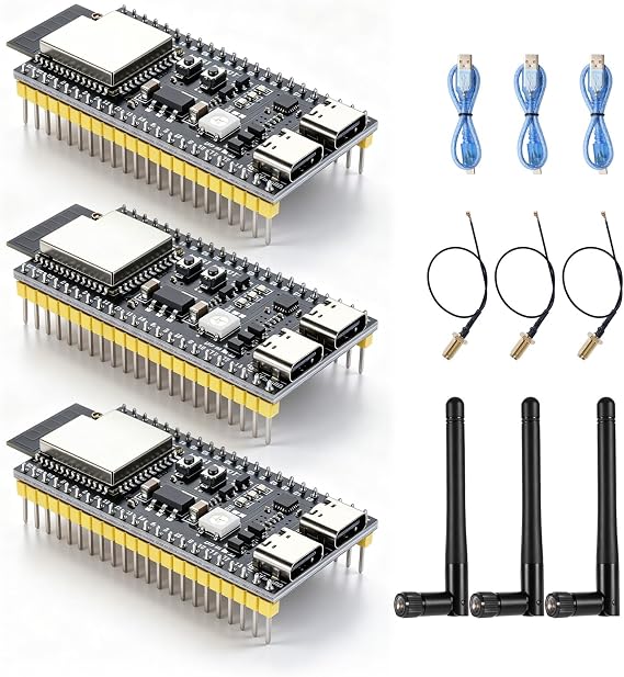 Pack of 3 for ESP32-S3 DevKitC-1 N16R8 Module with Antenna + IPEX Connection dixfedy for ESP32 S3 Development Board with WiFi Bluetooth 5.0 USB-C Port Compatible with Arduino