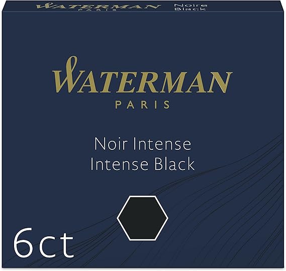 Waterman Short Size Ink Cartridges Permanent Black (Pack of 6)