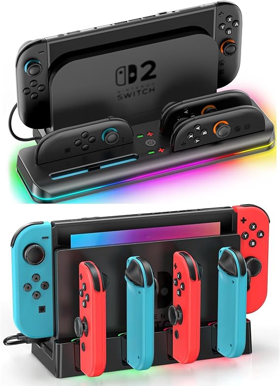 Tokluck Charging Dock Kits: For Switch OLED/ Switch 2 Joycons & Console