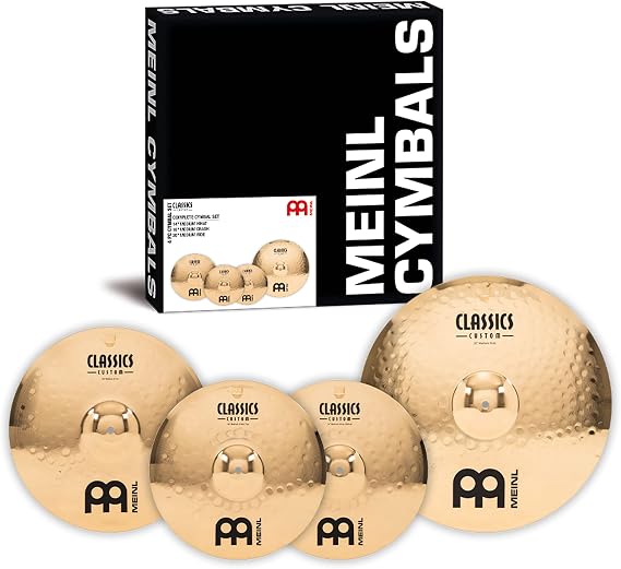 Meinl Cymbals Classics Custom Brilliant Cymbal Set Box Pack (Video) with 14 inch Hihat, 16 Crash, 20 Ride for Drum Set (35,56-50,80cm) B12 Bronze, Brilliant Finish (CC141620)
