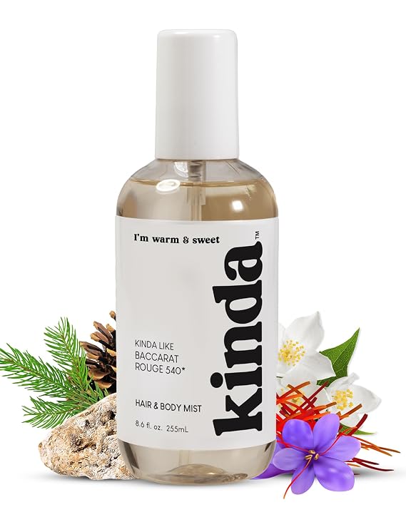 PB ParfumsBelcam KINDA Im Warm & Sweet Hair & Body Mist Our Version of Baccarat Rouge 540 Woody Floral Scent with Jasmine, Saffron, Cedarwood & Amber, Christmas Gifts for Women, 8.6 fl.oz