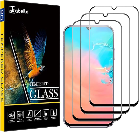 AKABEILA Samsung A50 Screen Protector, [3 Pack] Compatible for Samsung Galaxy A20 A30 Tempered Glass Premium [Full Coverage] HD Protective Films Bubble-Free Anti-Fingerprint [9H Hardness], Black